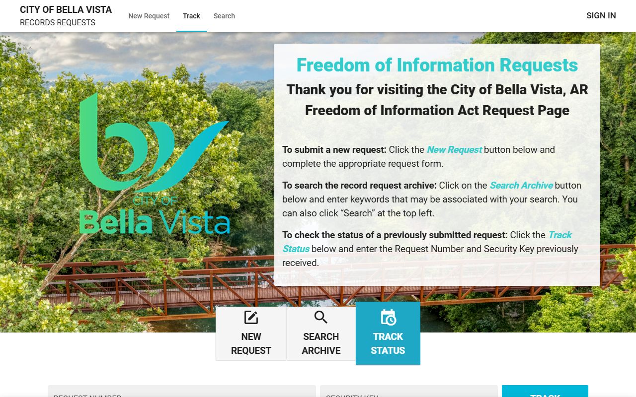 Bella Vista FOIA public records portal