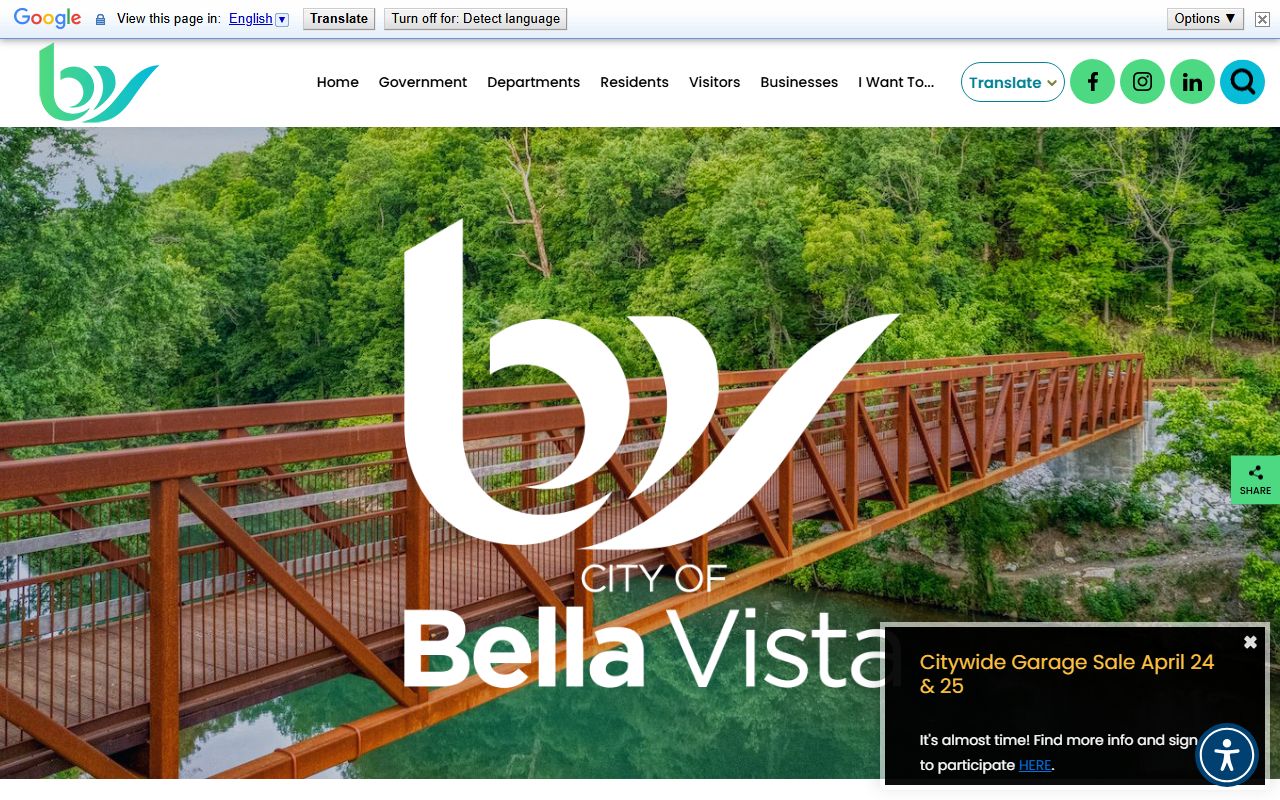 Bella Vista Arkansas city website