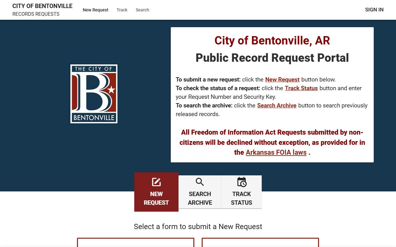 Bentonville FOIA portal