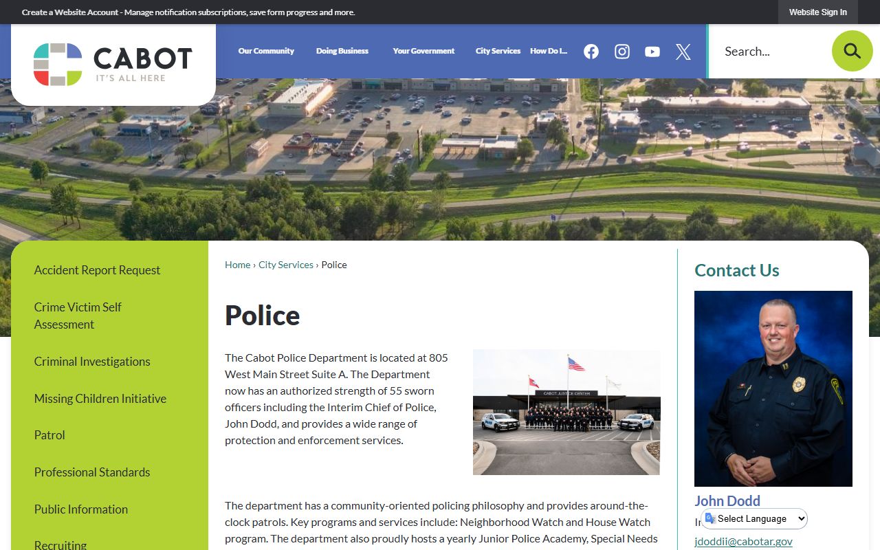 Cabot Police Department website