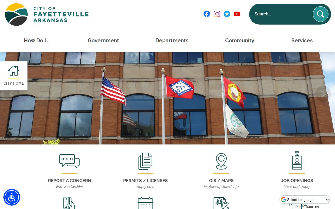 Fayetteville Arkansas city website