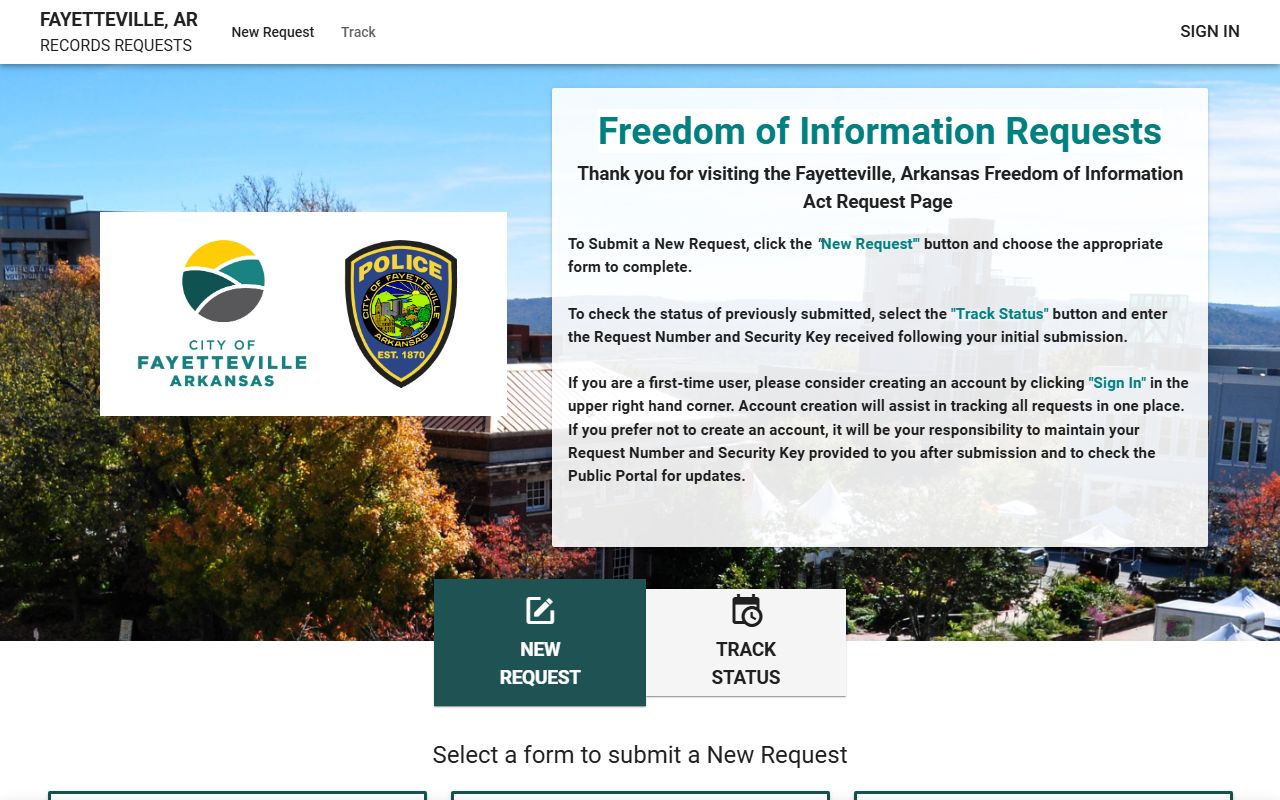 Fayetteville FOIA request portal