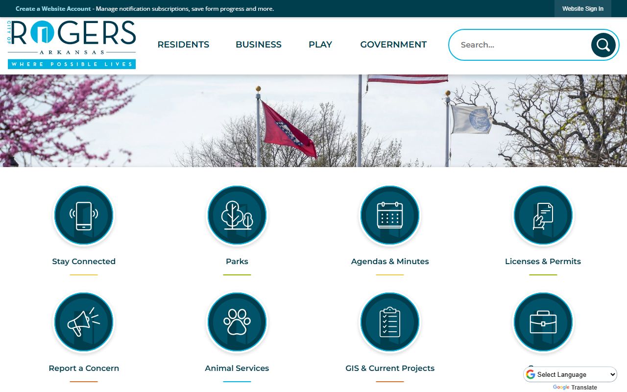 Rogers Arkansas city website