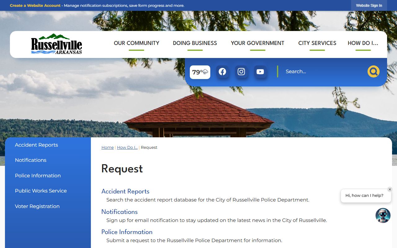 Russellville public records request page