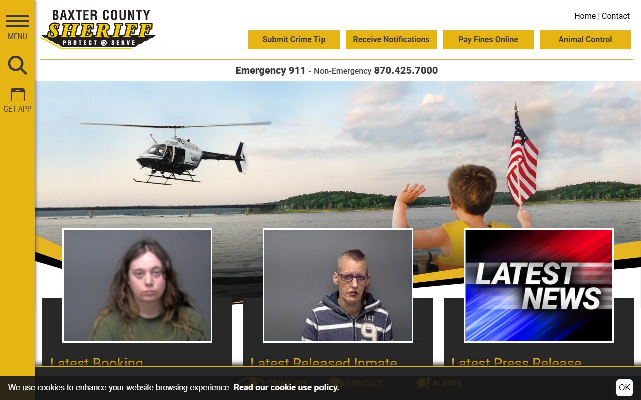 Baxter County Sheriff website for DUI records and arrest information