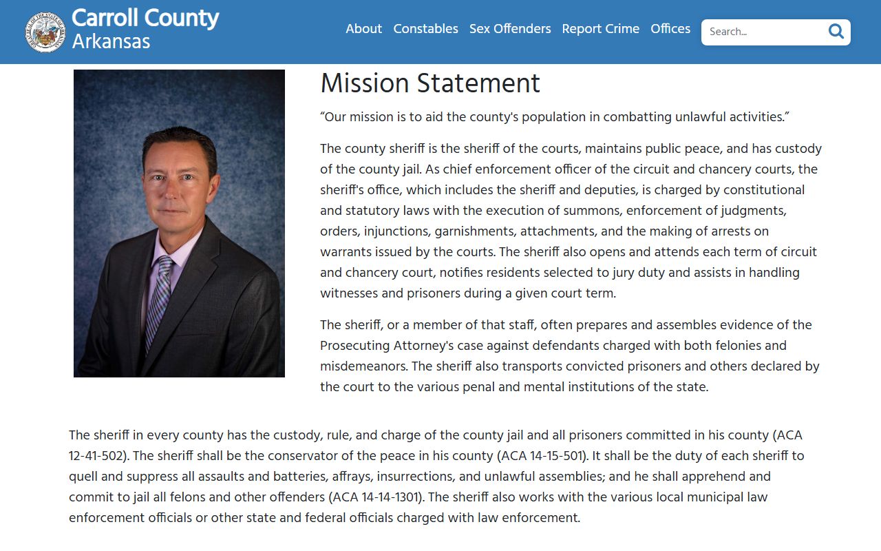 Carroll County Sheriff website for DUI arrest records and inmate information