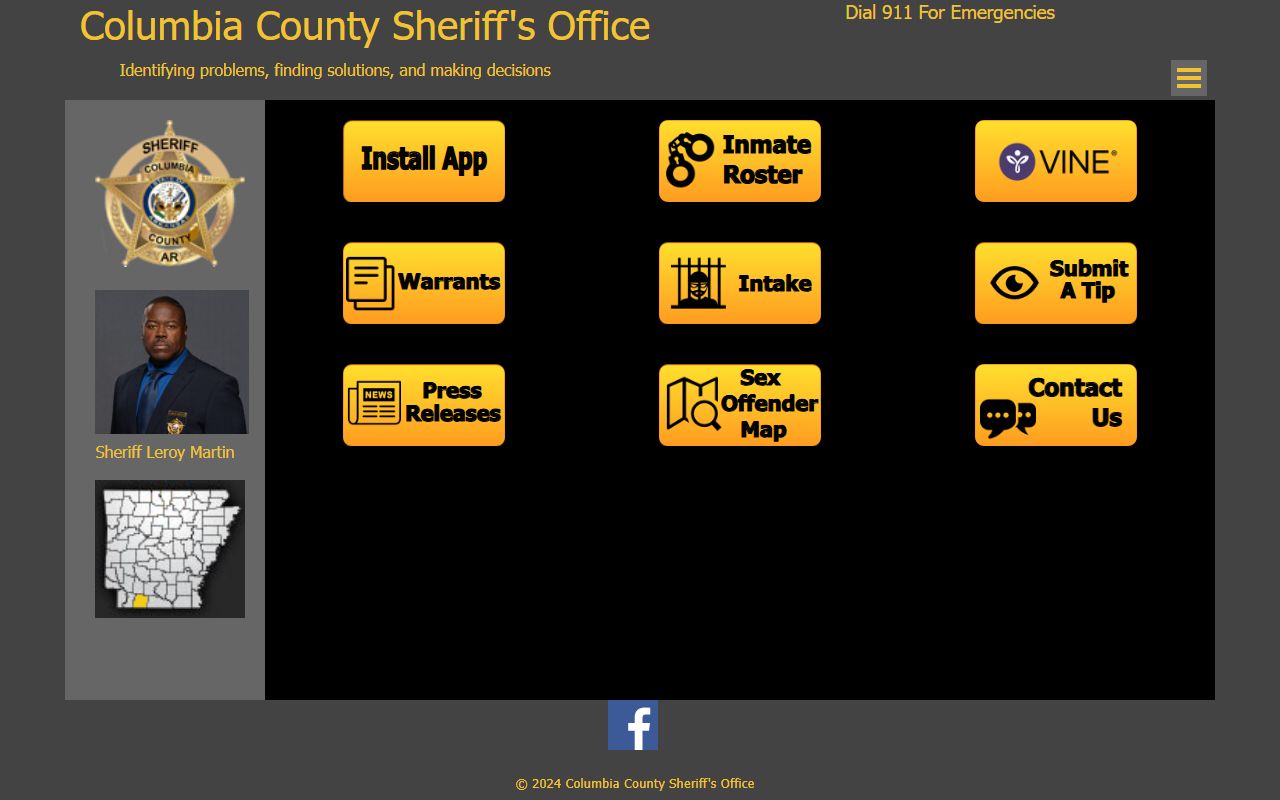 Columbia County Sheriff website for DUI arrest records and inmate information in Magnolia