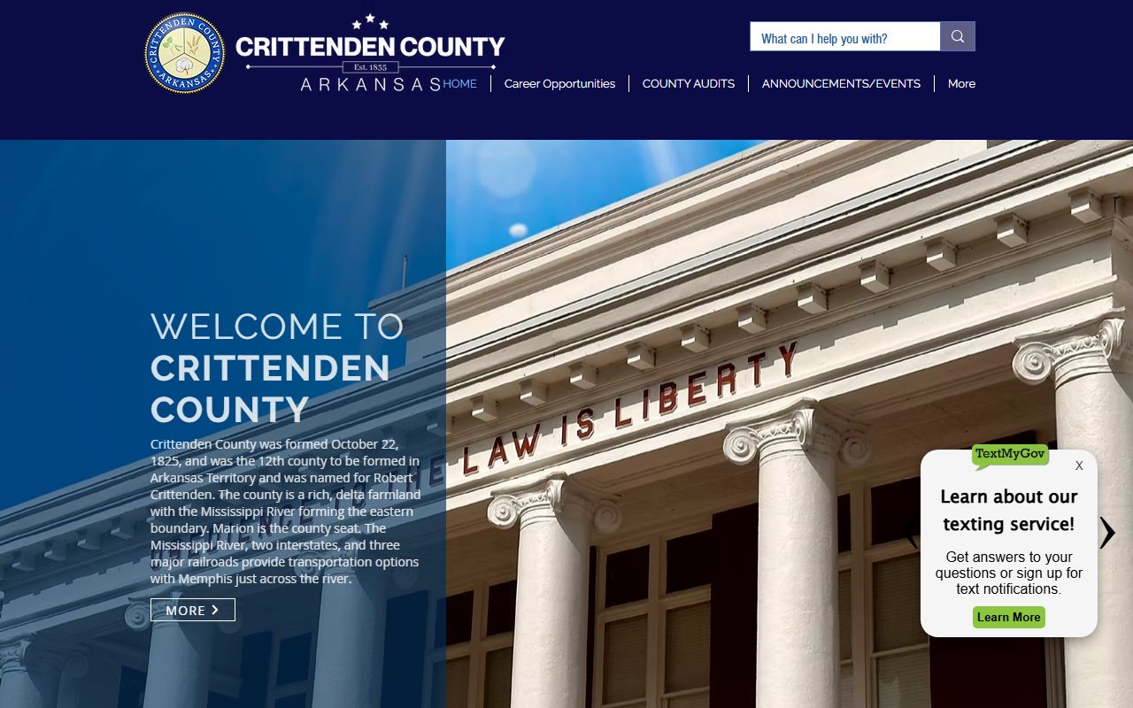 Crittenden County Arkansas government website for DUI records