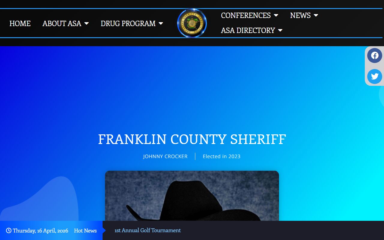 Franklin County Sheriff listing on Arkansas Sheriffs Association website