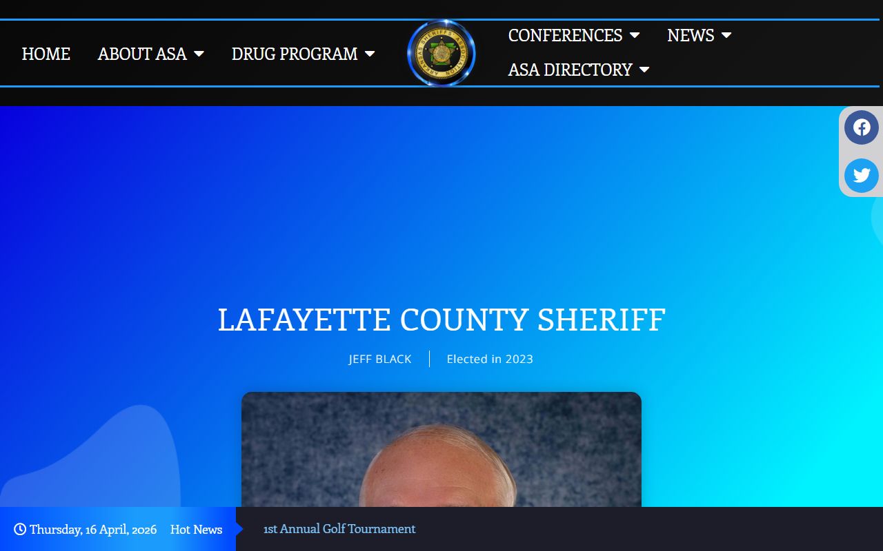 Arkansas Sheriffs' Association page for Lafayette County Sheriff Jeff Black