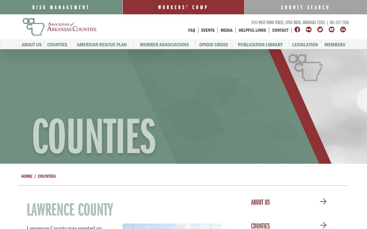 Lawrence County information page showing county resources and court contact