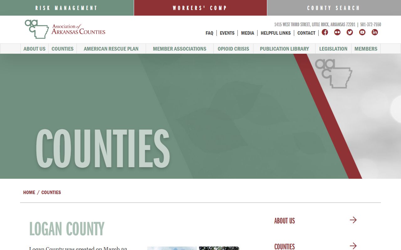 Logan County page from Arkansas Counties Association