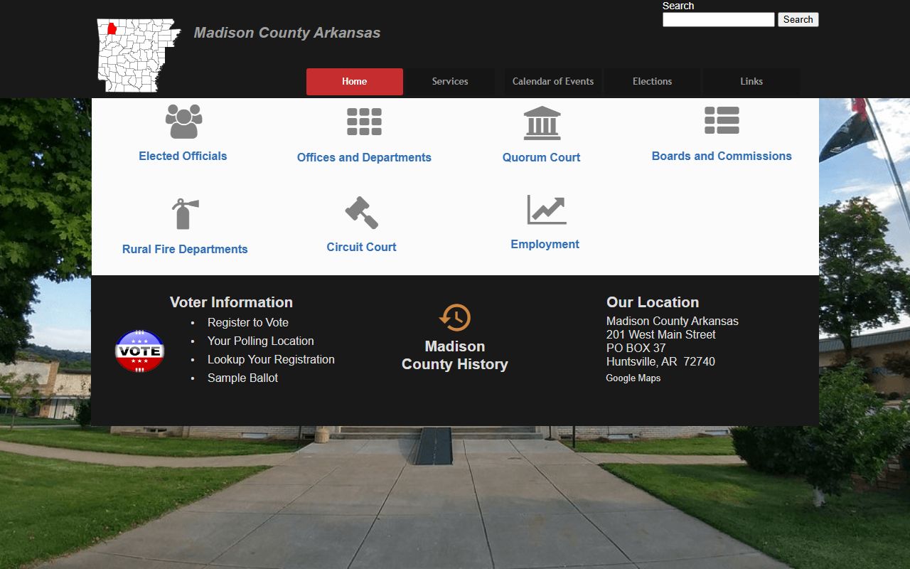 Madison County government website showing county resources and contacts