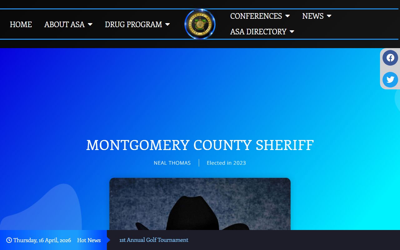Montgomery County Sheriff listing on Arkansas Sheriffs Association for DUI records