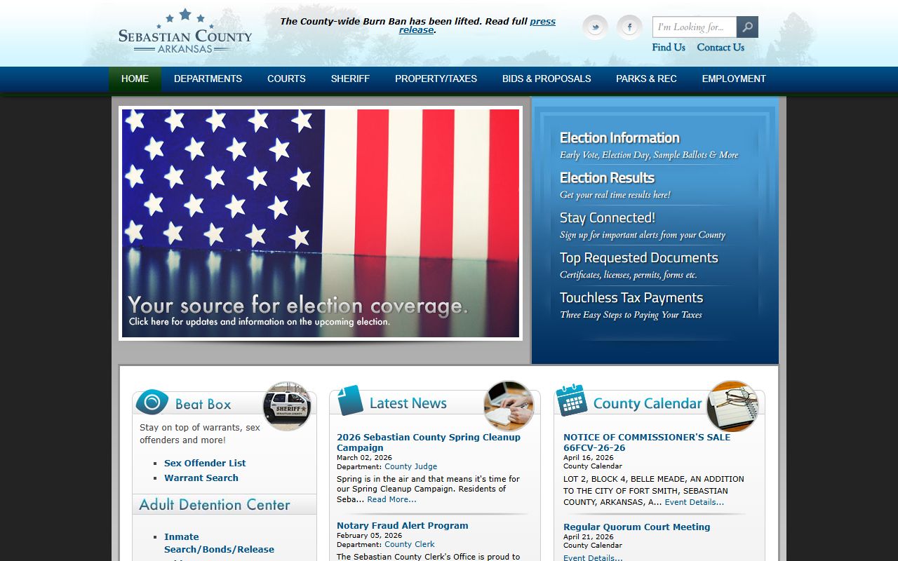 Sebastian County Arkansas official website for DUI records