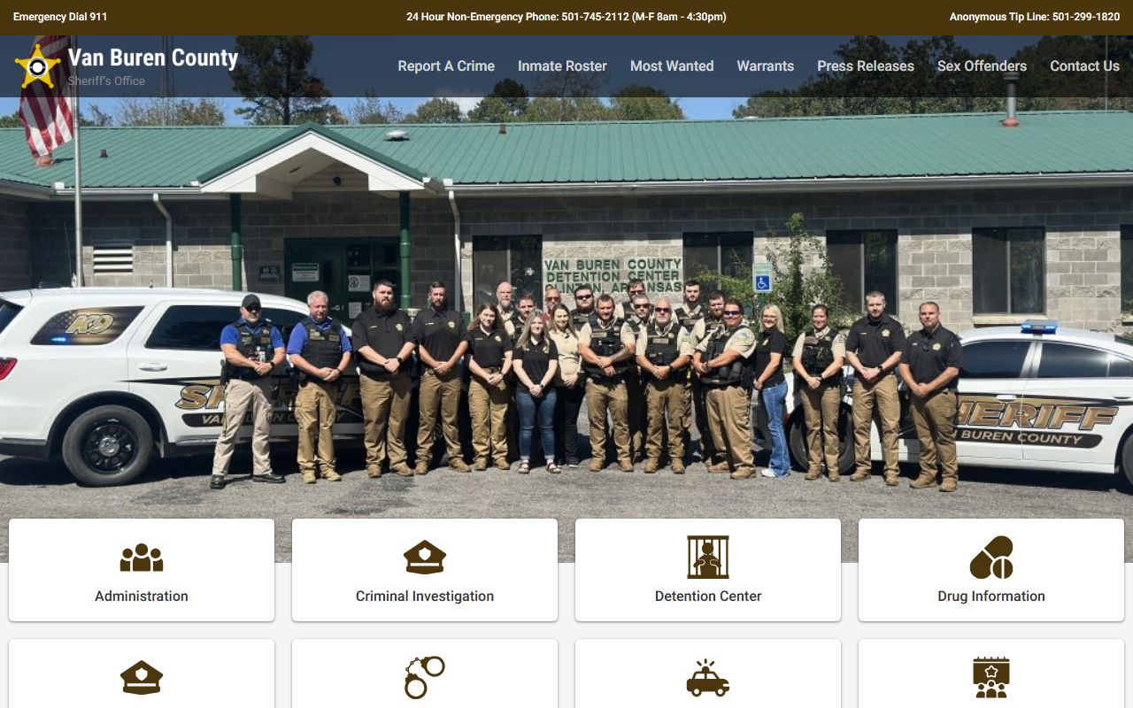 Van Buren County Sheriff's Office website for DUI records