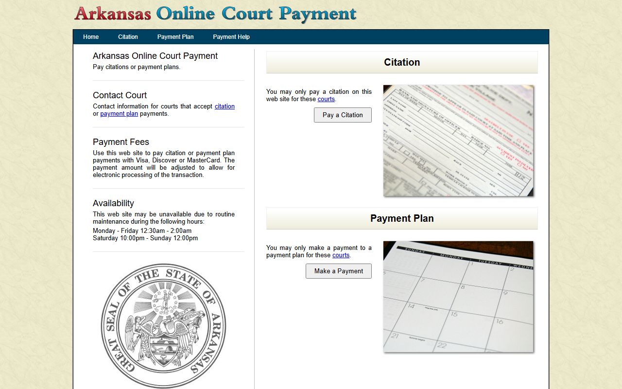 Arkansas court payment portal for DUI fines and fees