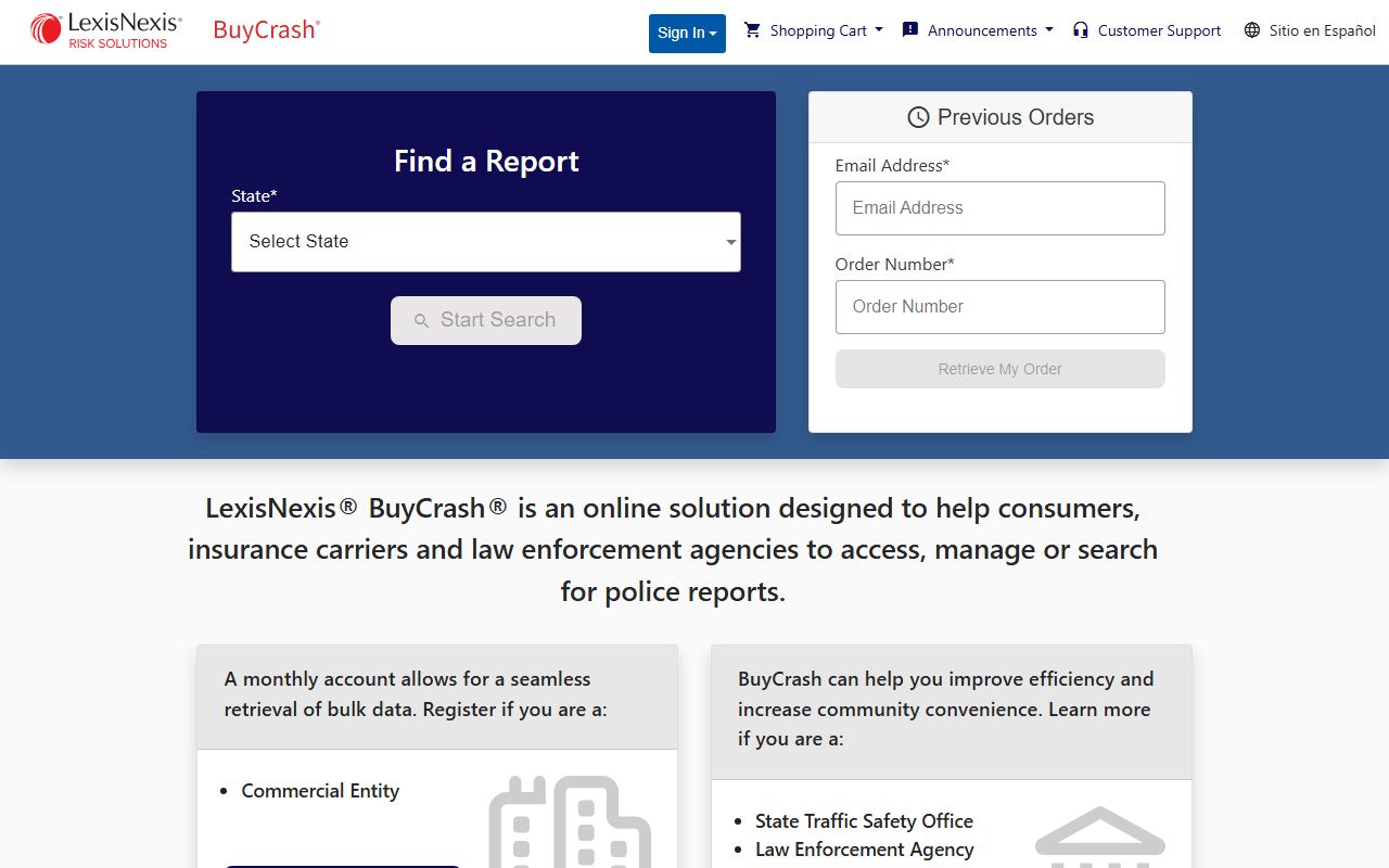 BuyCrash portal for Arkansas DUI accident reports
