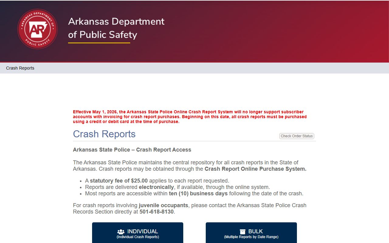 Arkansas crash reports portal for DUI-related accidents