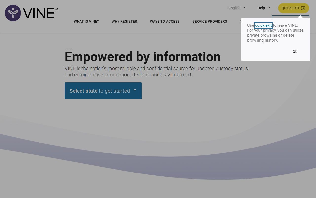 VINE notification system for Arkansas DUI case release alerts